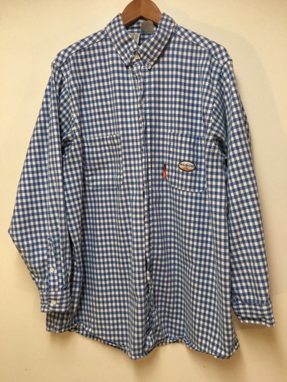 Rasco FR FR0824BL Men 2XL Shirt Blue Plaid Checks Button Flame Resistant Cotton